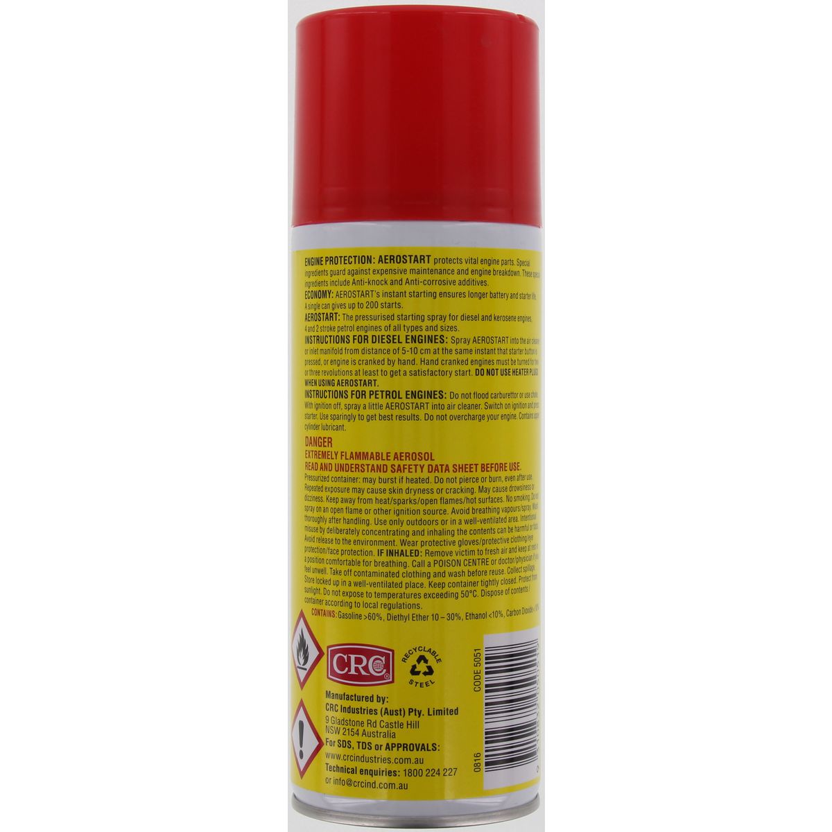 CRC Aerostart Engine Starter Aerosol Spray 300g