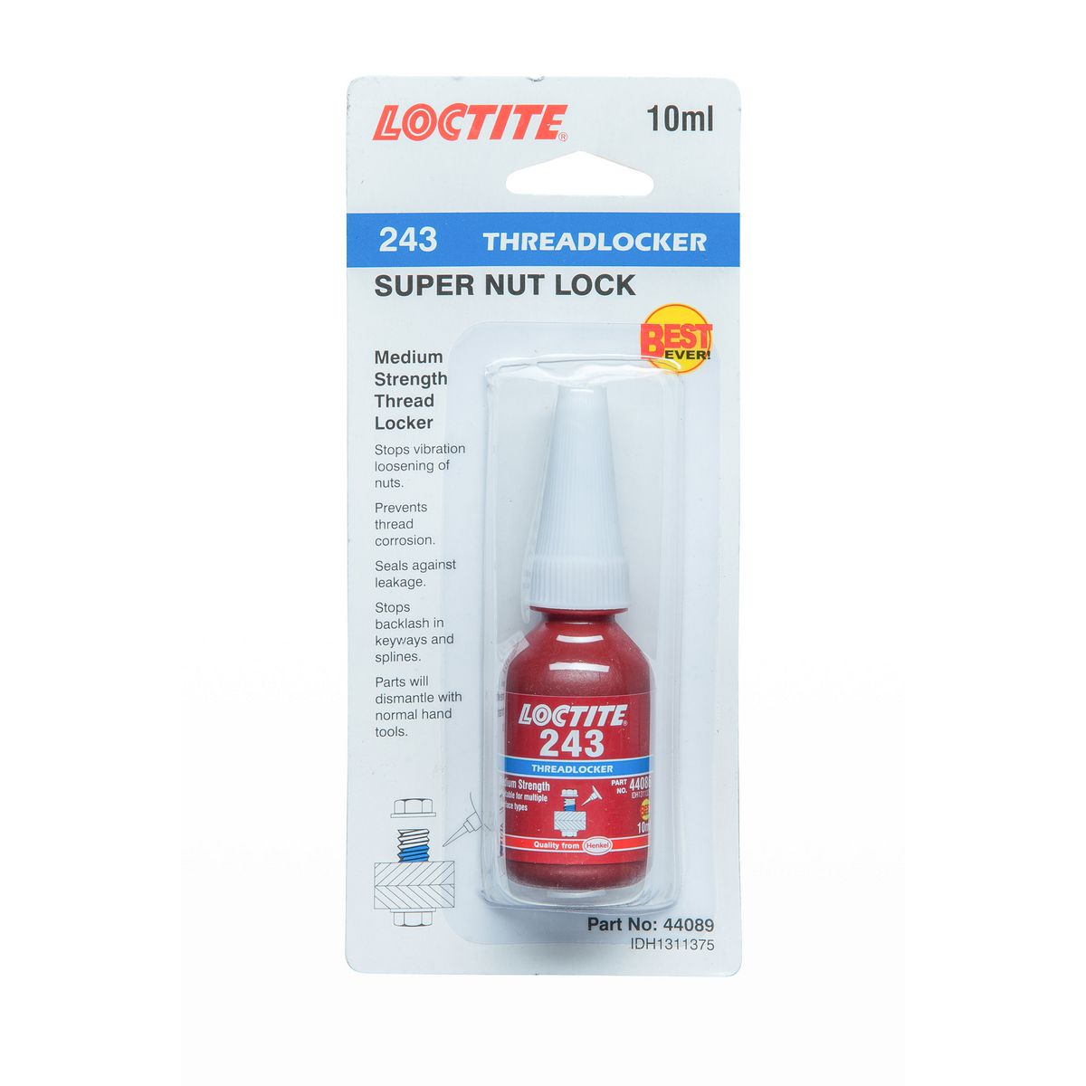 Loctite 243 Threadlocker Medium Strength 10ml 44089