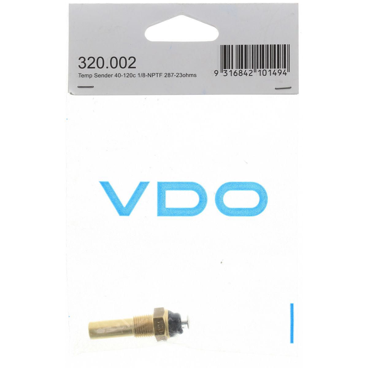 VDO Temperature Sender 40-120deg C 287-23 ohms 1/8in.-27NPTF 29mm Long Button Terminal 320.002