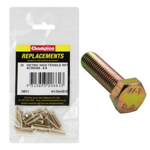 Champion Hex Screw Set HT M4 x 20mm 20Pk C431-1