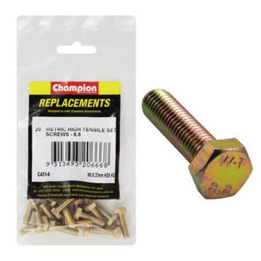 Champion Hex Screw Set HT M6 x 20mm 20Pk C431-6