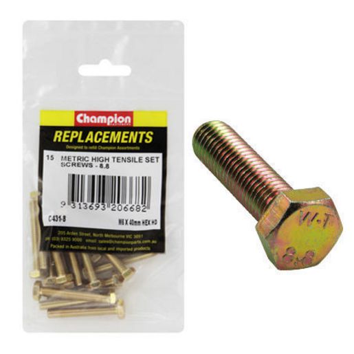 Champion Hex Screw Set HT M6 x 40mm 15Pk C431-8
