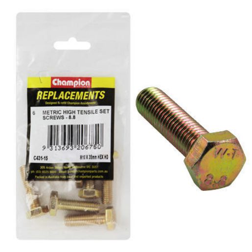 Champion Hex Screw Set HT M10 x 35mm 6Pk C431-15