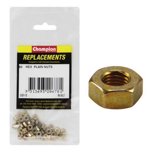 Champion Hex Nut Pack Plain HT M4 x 0.7mm 60Pk C431-18