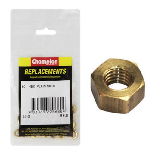 Champion Hex Nut Pack Plain HT M6 x 1.00mm 50Pk C431-20