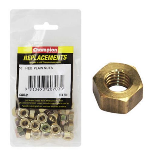Champion Hex Nut Pack Plain HT M8 x 1.00mm 50Pk C480-21