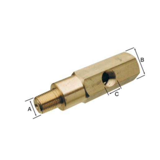 VDO Adaptor T-Piece Brass 1/8in.-27NPTF Thread A/B/C 66mm Length 230.031