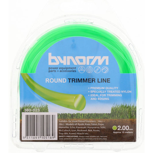 Bynorm Trimline Green 2.0mm x 15M (Suits Most Elec/Petrol Brushcutters 16-28cc) 380 023