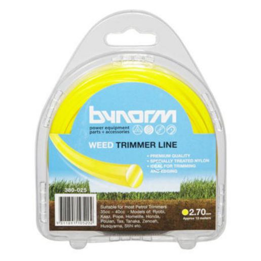 Bynorm Trimline Yellow 2.75mm x 12M (Suits Most Petrol Brushcutters 35-40cc) 380 025