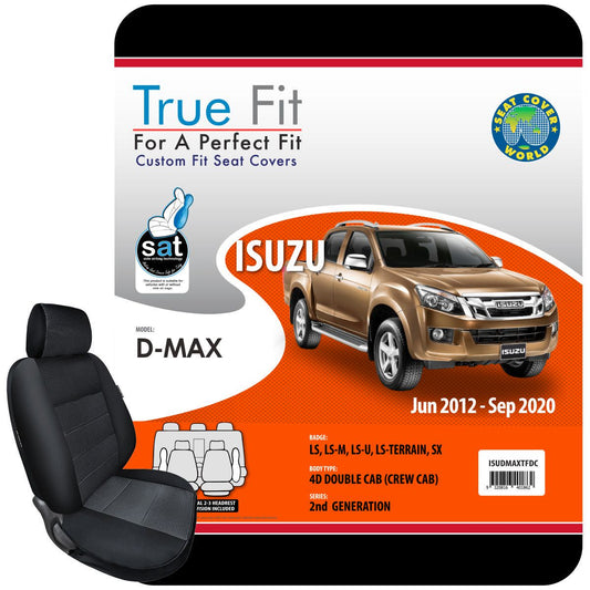 True Fit Tailored Seat Covers Fits Isuzu D-Max Dual Cab 2012 - On