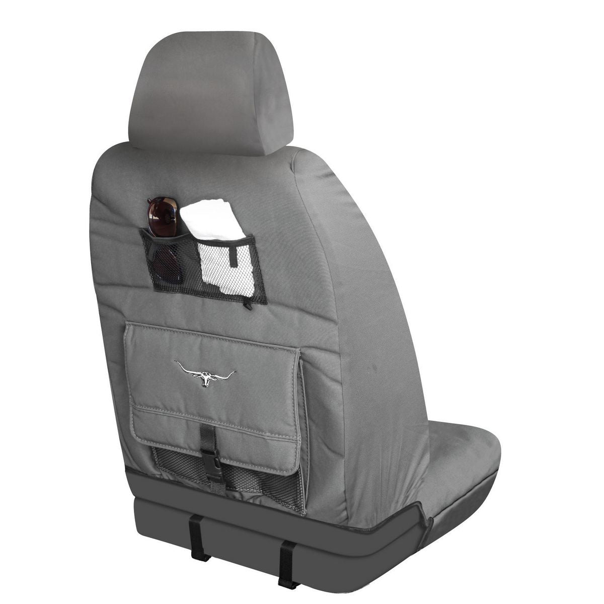 R.M. Williams Seat Cover Set Canvas Front Grey CVRMW16GRY30
