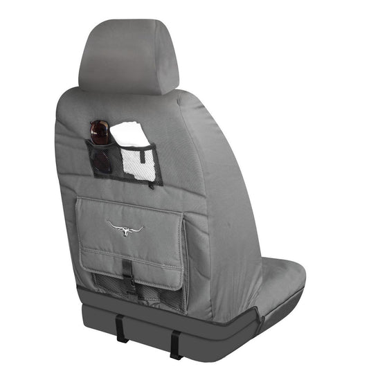 R.M. Williams Seat Cover Set Canvas Front Grey CVRMW16GRY30