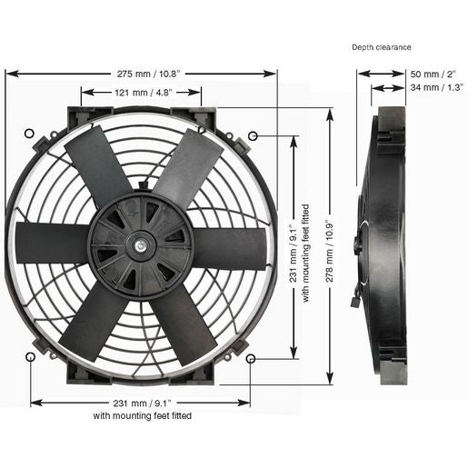 Davies, Craig 10in. Slimline Reversable Fan Straight Blade 24V W/Mounting Kit EFX0148