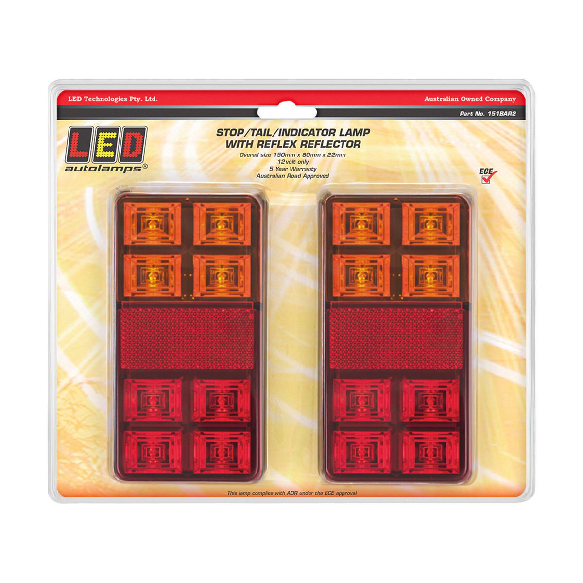 LED Autolamps Stop/Tail/Indicator Light LED 12V 151BAR2