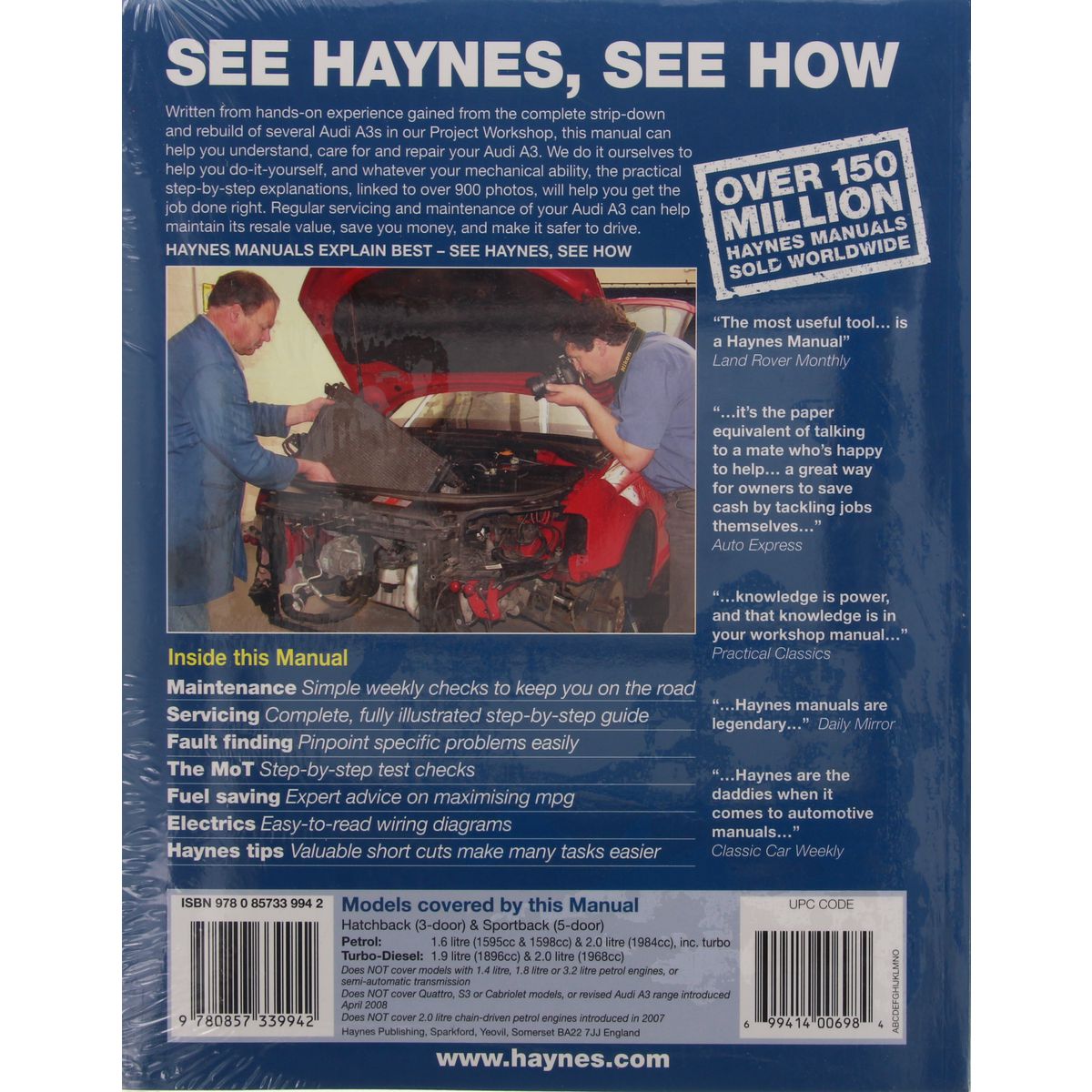 Haynes Repair Manual Suits Audi 03-08 96018