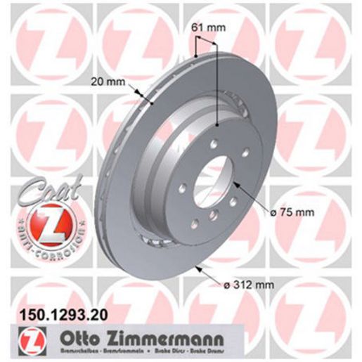 Zimmermann OE Coat Z Brake Rotor 312mm Rear RH 150.1293.20