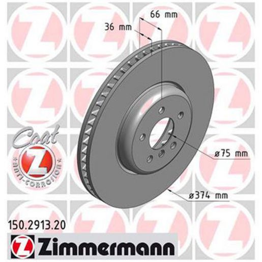 Zimmermann OE Coat Z Brake Rotor 374mm Front RH 150.2913.20