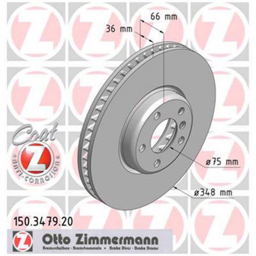Zimmermann OE Coat Z Brake Rotor 348mm Front RH 150.3479.20