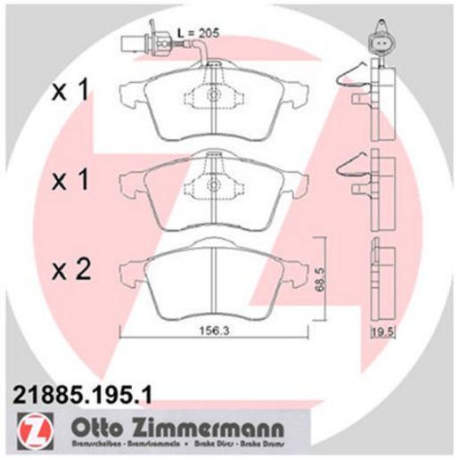Zimmermann Brake Pad Front Set 21885.195.1