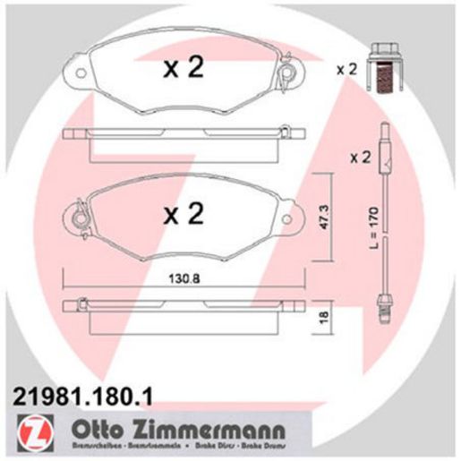 Zimmermann Brake Pad Front Set 21981.180.1