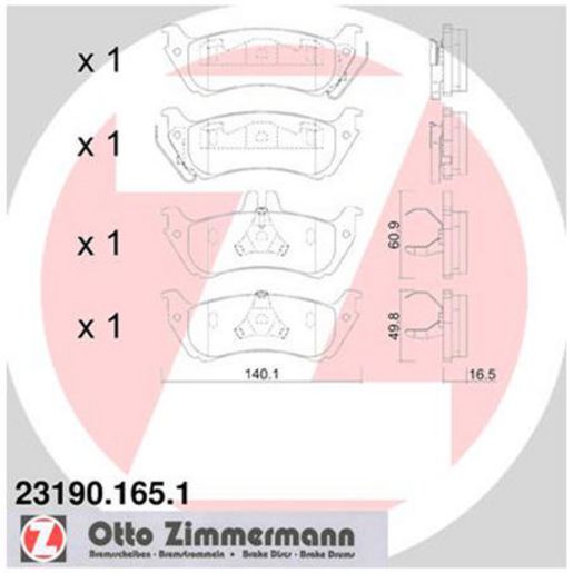 Zimmermann Brake Pad Rear Set 23190.165.1