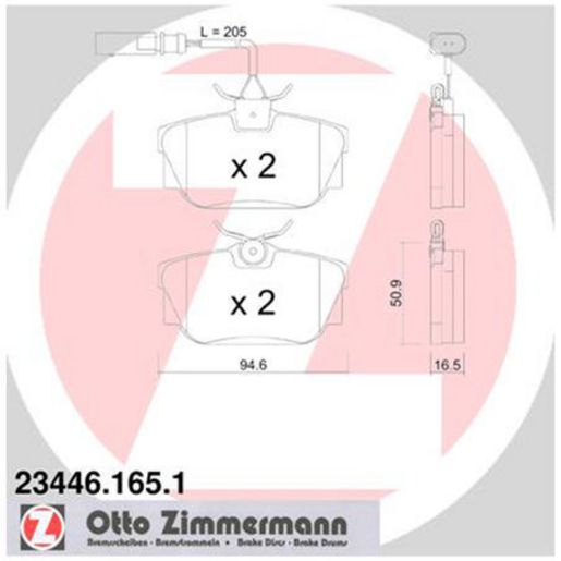 Zimmermann Brake Pad Rear Set w/ Sensor 23446.165.1