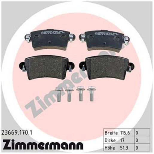 Zimmermann Brake Pad Rear Set 23669.170.1