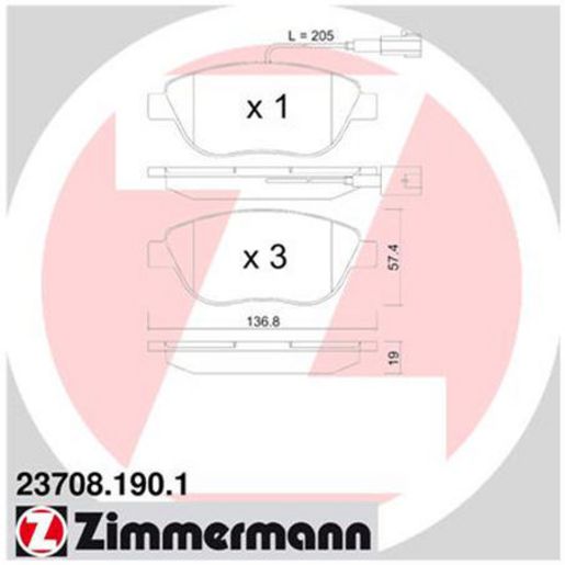 Zimmermann Brake Pad Front Set 23708.190.1