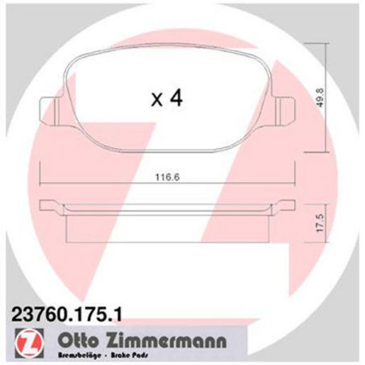 Zimmermann Brake Pad Rear Set 23760.175.1