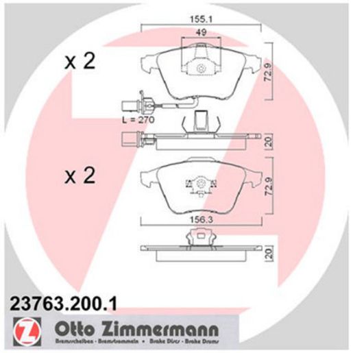 Zimmermann Brake Pad Front Set 23763.200.1
