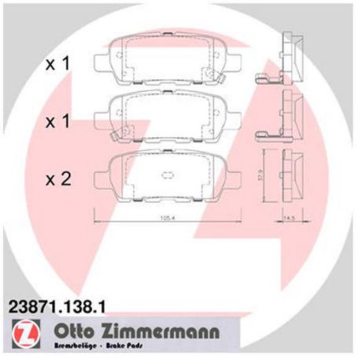 Zimmermann Brake Pad Rear Set 23871.138.1