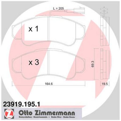 Zimmermann Brake Pad Front Set 23919.195.1
