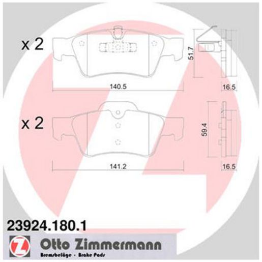 Zimmermann Brake Pad Rear Set 23924.180.1