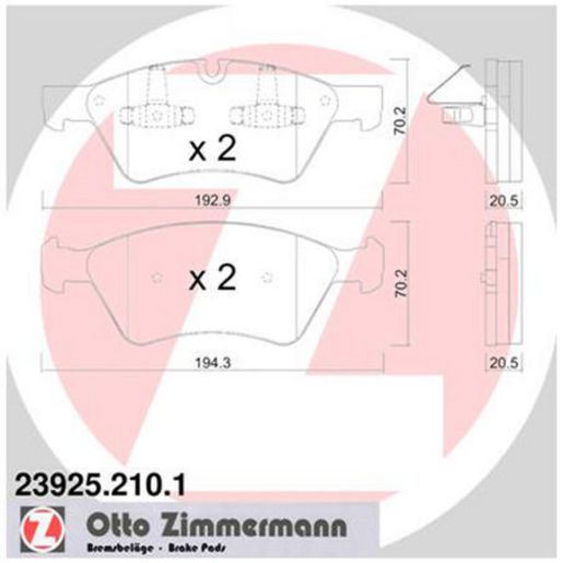 Zimmermann Brake Pad Front Set 23925.210.1