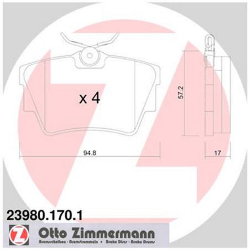 Zimmermann Brake Pad Rear Set 23980.170.1