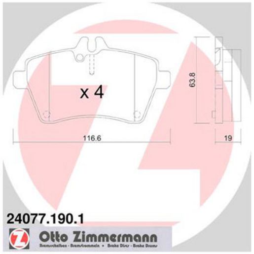 Zimmermann Brake Pad Front Set 24077.190.1