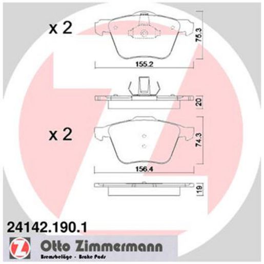 Zimmermann Brake Pad Front Set 24142.190.1