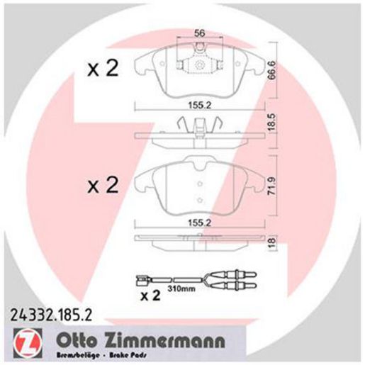 Zimmermann Brake Pad Front Set 24332.185.2