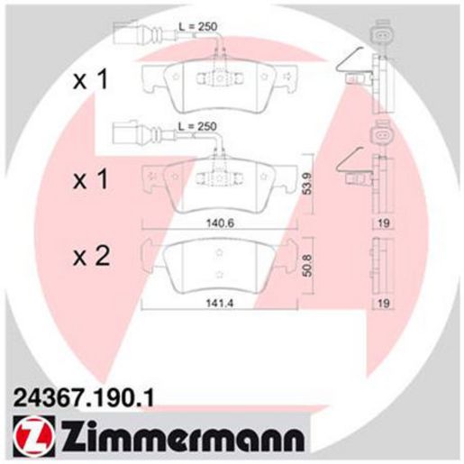 Zimmermann Brake Pad Rear Set 24367.190.1