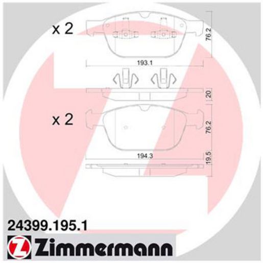Zimmermann Brake Pad Front Set 24399.195.1