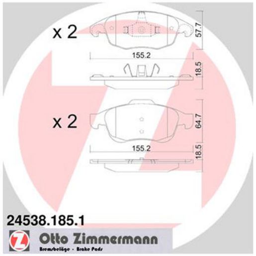 Zimmermann Brake Pad Front Set 24538.185.1