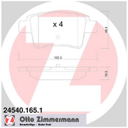 Zimmermann Brake Pad Rear Set 24540.165.1
