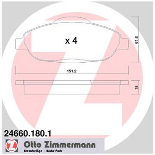 Zimmermann Brake Pad Front Set 24660.180.1