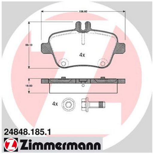 Zimmermann Brake Pad Rear Set 24848.185.1