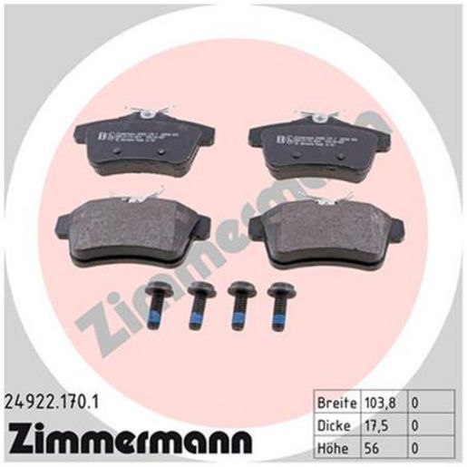 Zimmermann Brake Pad Rear Set 24922.170.1