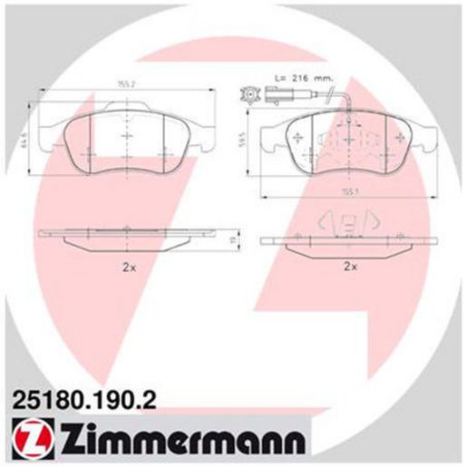 Zimmermann Brake Pad Front Set 25180.190.2