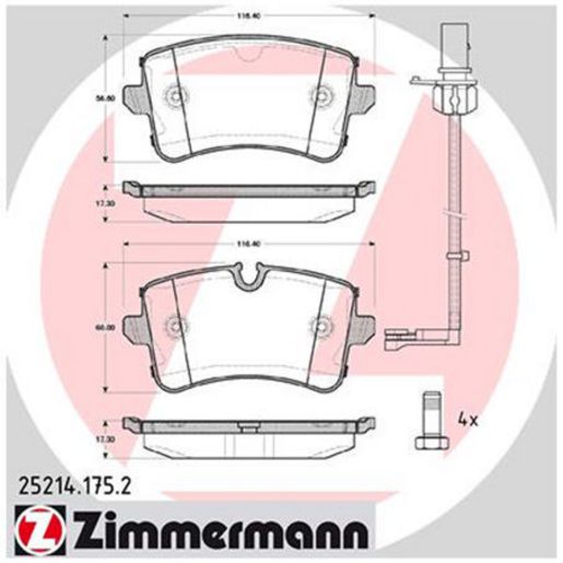 Zimmermann Brake Pad Rear Set 25214.175.2