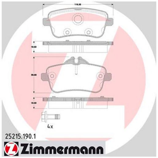 Zimmermann Brake Pad Rear Set 25215.190.1