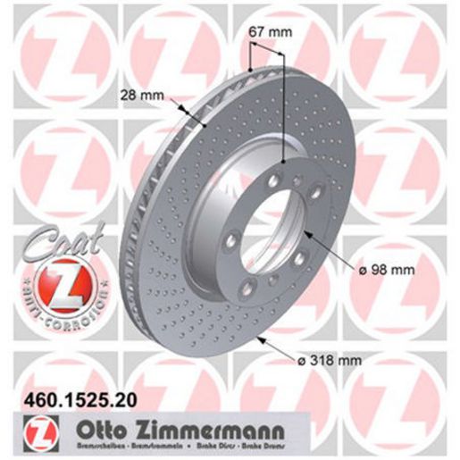 Zimmermann OE Coat Z Brake Rotor Single 318mm Front LH 460.1525.20