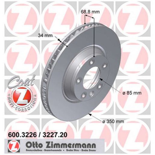 Zimmermann OE Coat Z Brake Rotor 350mm Front RH 600.3227.20